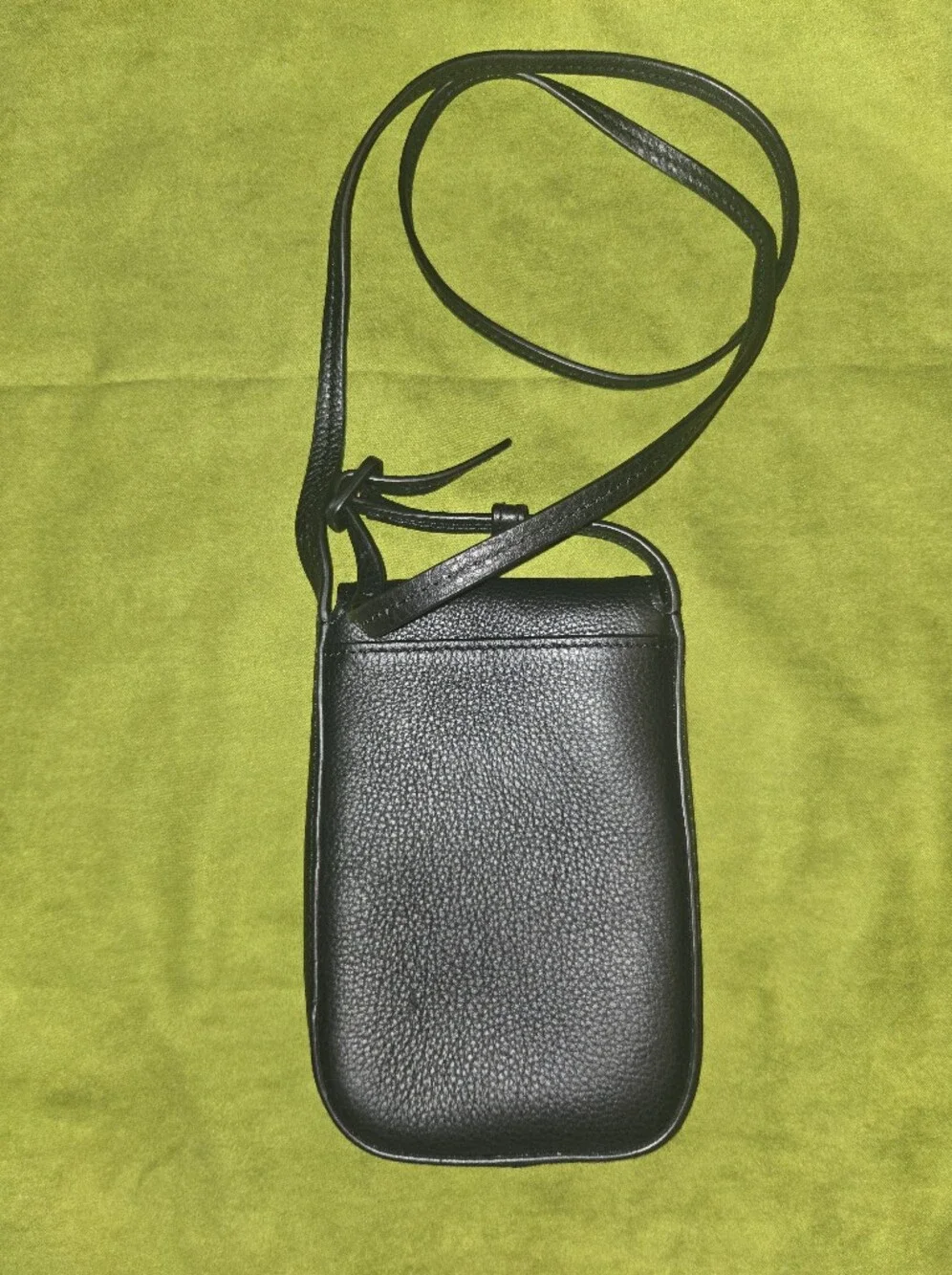 Tory Burch Black Pebbled Leather Crossbody Phone Bag with Gold Logo